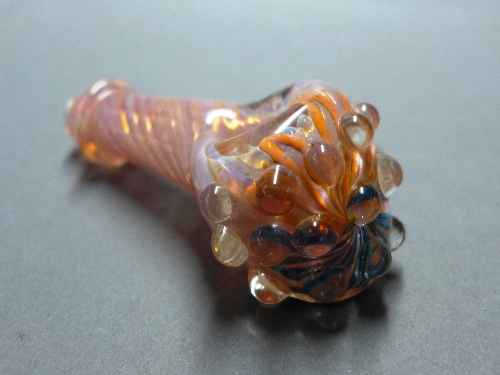 A pink glass Opium pipe