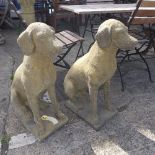 A pair of reconstituted stone garden dogs