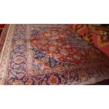 An extremely fine central Persian Kashan rug 220 cm x 145 cm pendant floral sapphire medallion