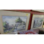 A set of three watercolours of Old Bermondsey within oak frames, signed