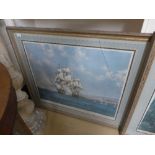 A Montague Dawson print ''The smoke of battle'' signed in pencil