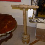 A collection of French farmhouse items to include rustic milking stool,