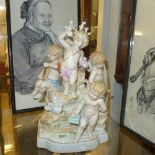 A Meissen style figure group of playing cherubs