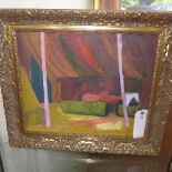 An oil on canvas abstract study in gilt frame