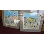 A pair of limited edition lithographs Italian studies signed in pencil