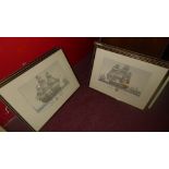 A set of seven colour miniature prints of various sailing vessels in full sail