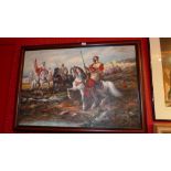 An oil on canvas Arabian military scene signed S Tasmin framed