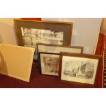 A Gillray print and others and collection of unframed studies
