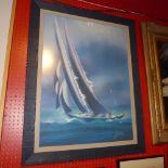 A large limited edition lithograph of a sailing boat 11/300 signed indistinctly