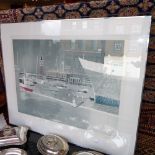 A limited edition lithograph harbour scene signed Patrick Procktor, framed and glazed