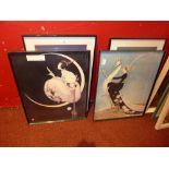 A collection of prints of Art Deco ladies framed and glazed
