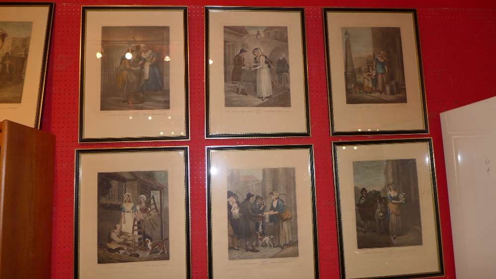 A set of twelve aquatint prints of the Cries of London in ebonised frames - Image 2 of 3