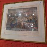 A glazed and framed C19th coloured print interior scene 'Il Trovatore'