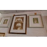 A set of three glazed and glazed limited edition Vineta Dzervite-Sayer etching and aquatints of