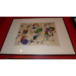 A glazed and framed Joan Miro lithograph 'Colours 1976' unsigned