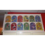A set of twelve Marc Chagall lithographs The Twelve Tribes with details and original RRP to verso