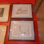 A pair of framed satirical sketches by the C19th cartoonist John Doyle known as HB, published 1847