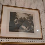 A framed lithograph published 1829. 'Travelling in the Lowlands', 8'' x 10'', and a Gainsborough