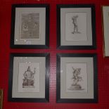 A set of four framed and glazed book plate engravings from Pantheon
