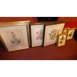 A set of three colour fashion prints, botanical prints and fruit prints