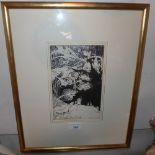 An original Arthur Rackham ink drawing grotesque skeleton fish and lizards, signed and script verso