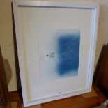 An abstract Victor Pasmore print glazed and in a white frame