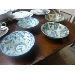 A set of four Chinese style blue and white bowls