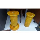 A Burmantofts Secessionist pottery jardiniere stand having reeded column in a yellow and orange