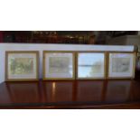 A set of four C20th pencil studies of country scenes, including cottages and houses and a