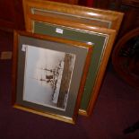 A photograph of H.M.S Centurion 1894, embroidery, framed postcards and others