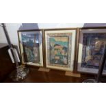 A set of three Indian Gouaches depicting regal studies, framed and glazed