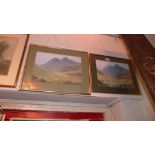 An oil on board 'Longdale Pikes' framed and glazed and a similar watercolour