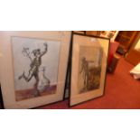 Three watercolour still life studies of bronze figures including two of Mercury and one of a