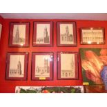 A set of seven glazed and framed C18th engravings of London churches and similars including works by