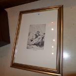 A Francisco Goya lithographic print after the original engraving glazed and framed with details