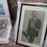 A large collection of Vanity Fair Supplement portrait prints c1900 and including a framed double-