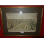 A late C18th coloured engraving St James Palace and part adjacent framed and glazed