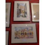 A pair of colour prints Venetian studies framed and glazed