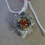 A gold military brooch diamond moulded sweetheart brooch