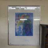 An abstract oil on study by Hans Tyrrestrup in silver frame