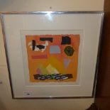 An abstract oil study by Alistair Grant in silver frame