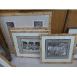 A collection of colonial  photographs within maple frames