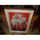 A colour print of wild horses