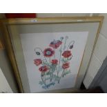 A limited edition colour print of poppies by Carol Guest