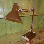 A retro brown painted metal anglepoise desk lamp