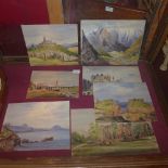 A collection of nine unframed C19th watercolour landscape scenes circa 1873 with details verso,