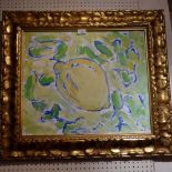 A contemporary oil on board study of a lemon by O.R. Rey, signed and in a gilt frame