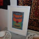 An Andy Warhol Tomato Soup Can print