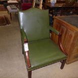 A Gainsborough design open armchair upholstered in green faux leather