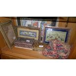 A collection of Islamic pictures and boxes,